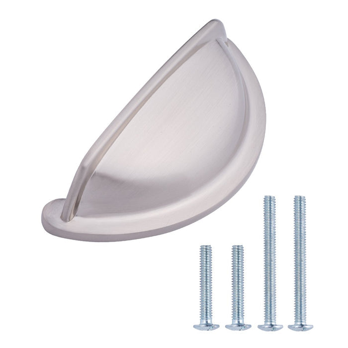 AmazonBasics Wide Bin Cup Drawer Pull 3.69in Length 3in Hole Center Satin Nickel 10Pack