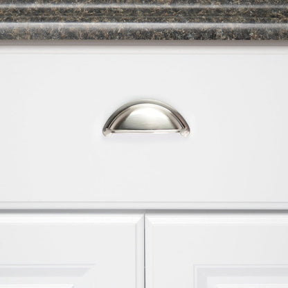 AmazonBasics Wide Bin Cup Drawer Pull 3.69in Length 3in Hole Center Satin Nickel 10Pack