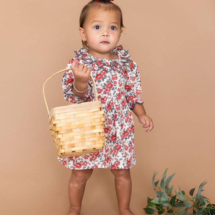 Amour Rose Floral Ruffle Baby Dress & Bloomer (Linen Blend)