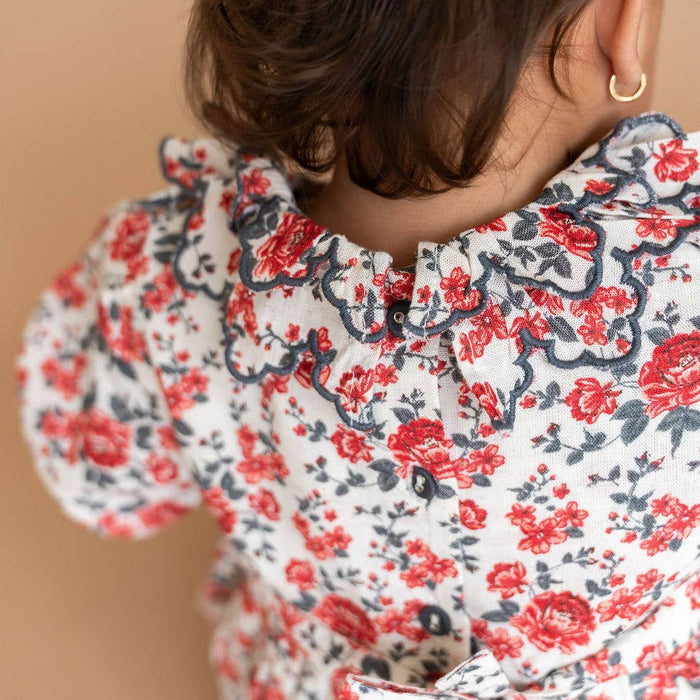 Amour Rose Floral Ruffle Baby Dress & Bloomer (Linen Blend)