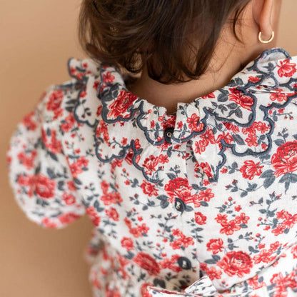 Amour Rose Floral Ruffle Baby Dress & Bloomer (Linen Blend)