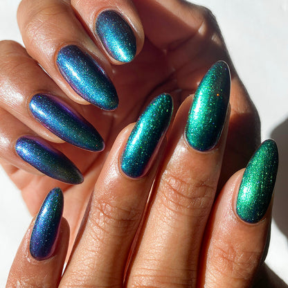 Nails painted with Anneal Nail Lacquer on medium skin tone.