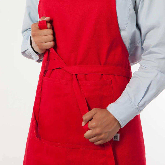 Apron red basic - closeup of ties