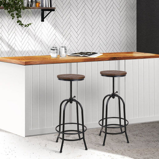 Artiss Bar Stools Adjustable Wood Chairs -Home Living Store - -