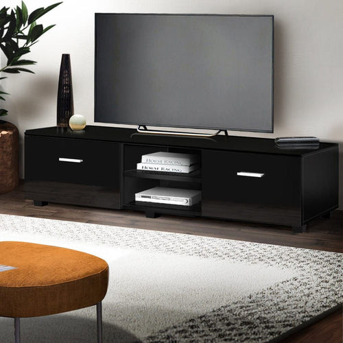 Artiss Entertainment Unit TV Cabinet 140cm Black Jim -Home Living Store - -