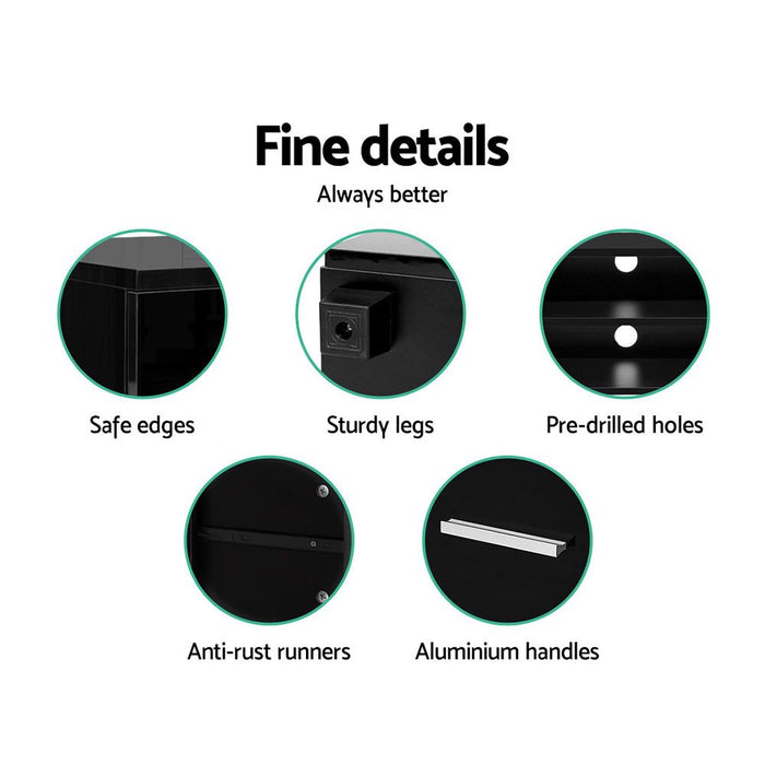 Artiss Entertainment Unit TV Cabinet 140cm Black Jim -Home Living Store - -