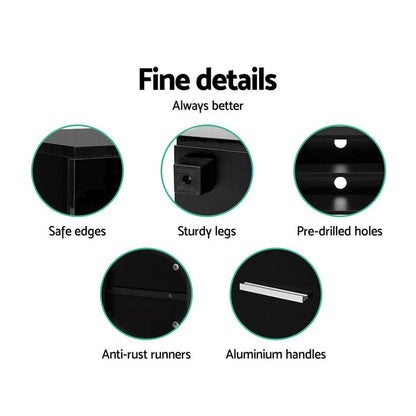 Artiss Entertainment Unit TV Cabinet 140cm Black Jim -Home Living Store - -