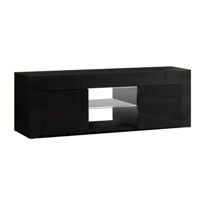 Artiss Entertainment Unit TV Cabinet LED 130cm Black Angus -Home Living Store - -