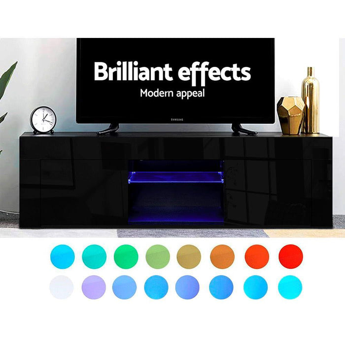 Artiss Entertainment Unit TV Cabinet LED 130cm Black Angus -Home Living Store - -