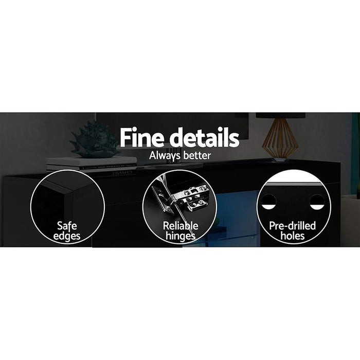 Artiss Entertainment Unit TV Cabinet LED 130cm Black Angus -Home Living Store - -