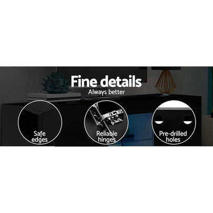Artiss Entertainment Unit TV Cabinet LED 130cm Black Angus -Home Living Store - -