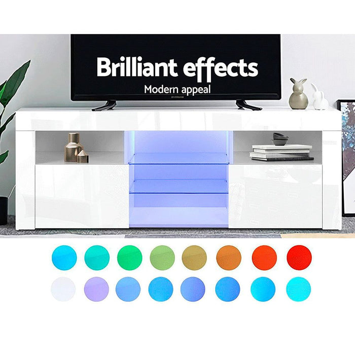 Artiss Entertainment Unit TV Cabinet LED 145cm White Angus -Home Living Store - -