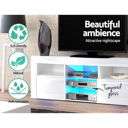 Artiss Entertainment Unit TV Cabinet LED 160cm White Bobi -Home Living Store - -