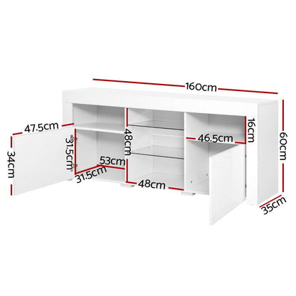 Artiss Entertainment Unit TV Cabinet LED 160cm White Bobi -Home Living Store - -