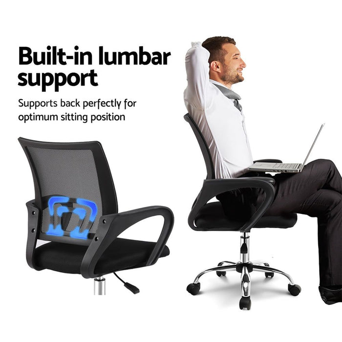Artiss Mesh Office Chair Mid Back Black -Home Living Store - -
