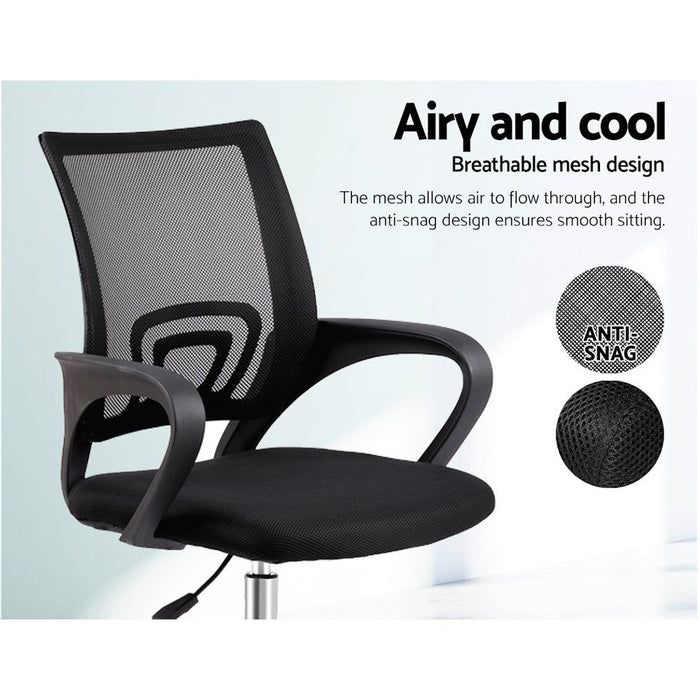 Artiss Mesh Office Chair Mid Back Black -Home Living Store - -