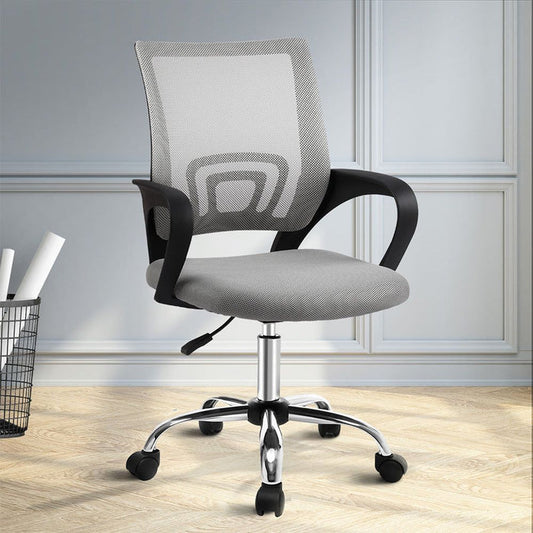 Artiss Mesh Office Chair Mid Back Grey -Home Living Store - -