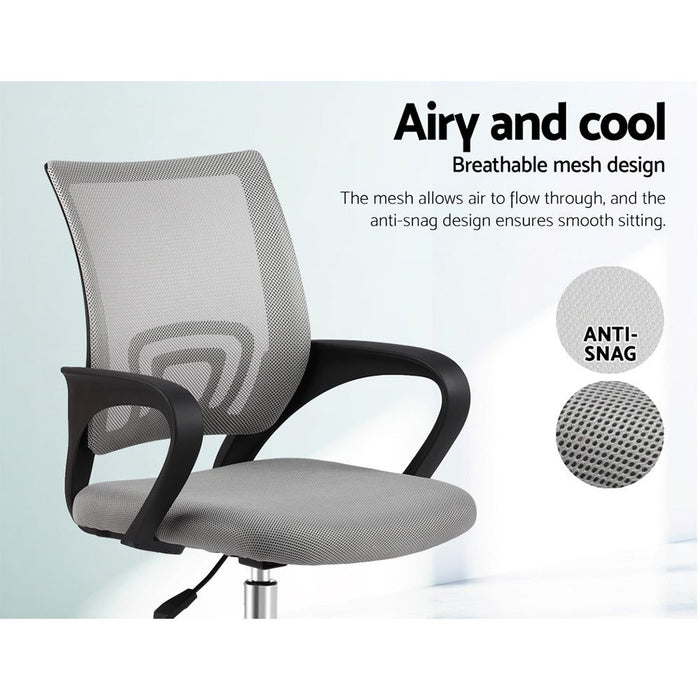 Artiss Mesh Office Chair Mid Back Grey -Home Living Store - -