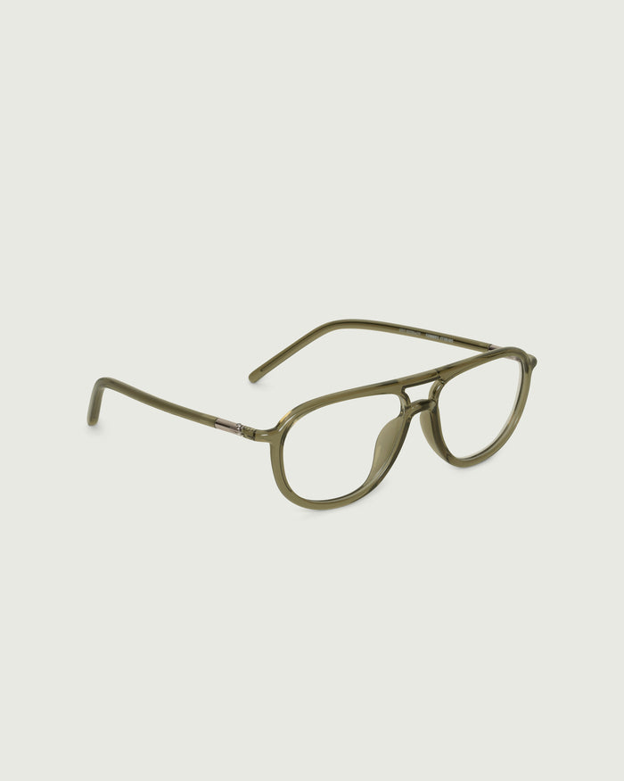 Basil::Astrid Eyeglasses pilot green castor seed front diagonal