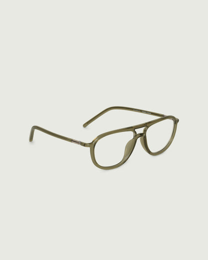Basil::Astrid Eyeglasses pilot green castor seed front diagonal