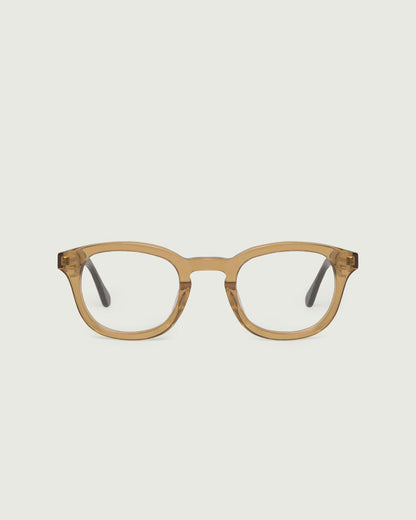 Saddle Tort::Atticus Eyeglasses round brown acetate front