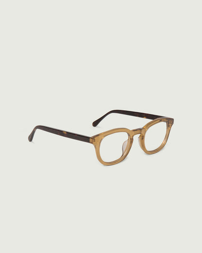 Saddle Tort::Atticus Eyeglasses round brown acetate front diagonal