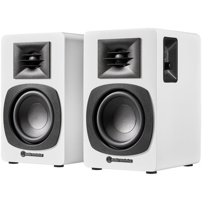 Audio Technica AT-SP3X Powered Bookshelf Speakers with Bluetooth White White