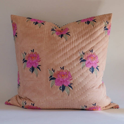 BABITA- Hand Block-printed Quilted Euro Sham CASE Only (Old Rose)