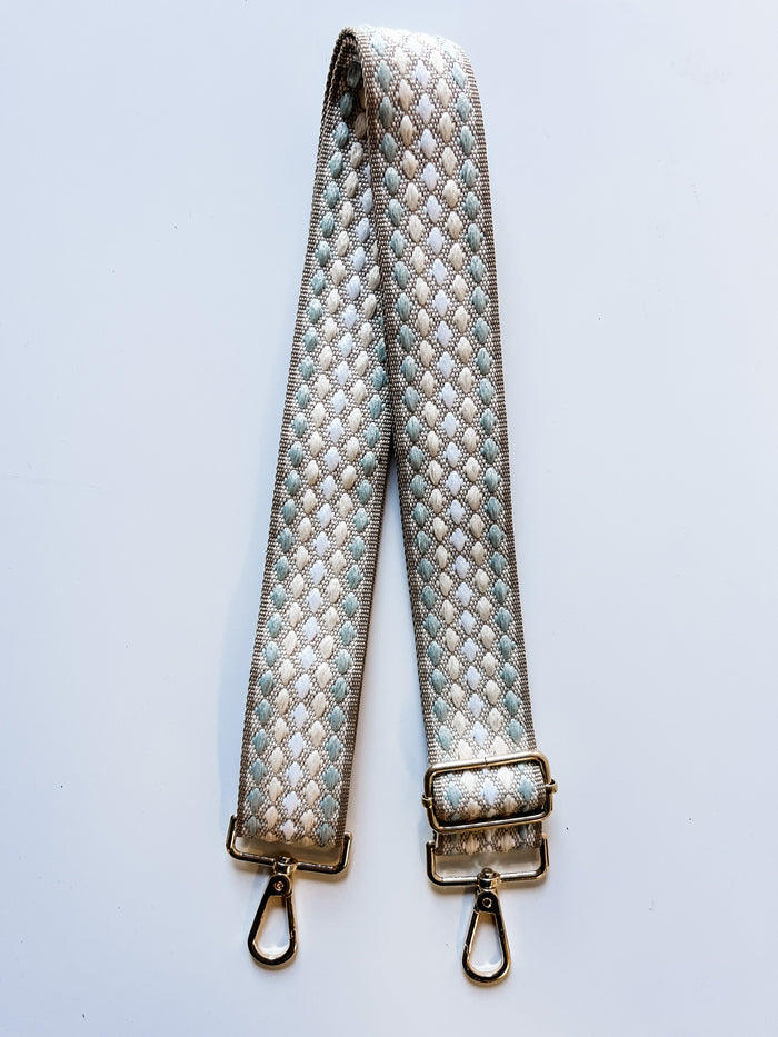 Bag Strap - Tan/Sky Dots