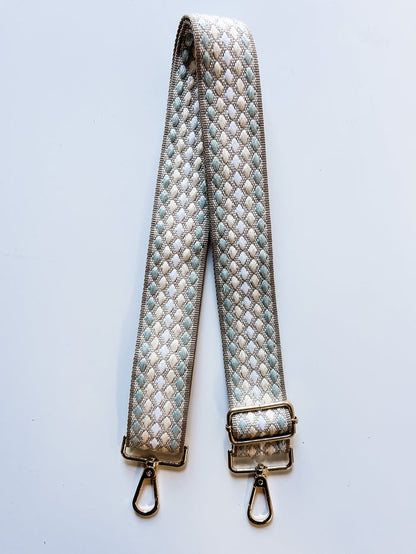 Bag Strap - Tan/Sky Dots