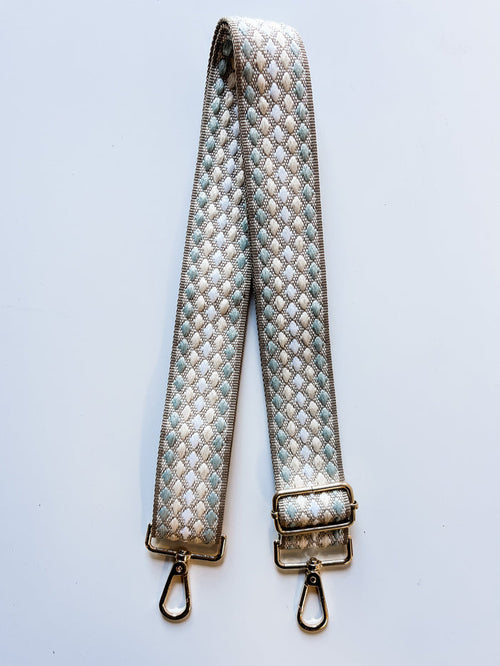 Bag Strap - Tan/Sky Dots