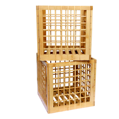 Bamboo Storage Bin - Cube Storage Bins Perfect Fit for Cube Shelf - Multipurpose, Stackable, Stylish Lattice Design
