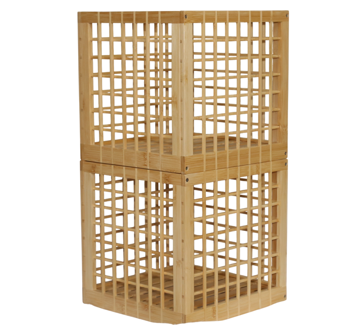 Bamboo Storage Bin - Cube Storage Bins Perfect Fit for Cube Shelf - Multipurpose, Stackable, Stylish Lattice Design