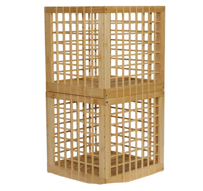 Bamboo Storage Bin - Cube Storage Bins Perfect Fit for Cube Shelf - Multipurpose, Stackable, Stylish Lattice Design