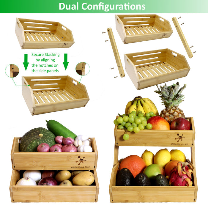 Bamboo Storage Bins with Dual Configurations