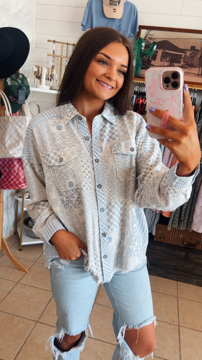 Bandana Mix Button Down Shirt