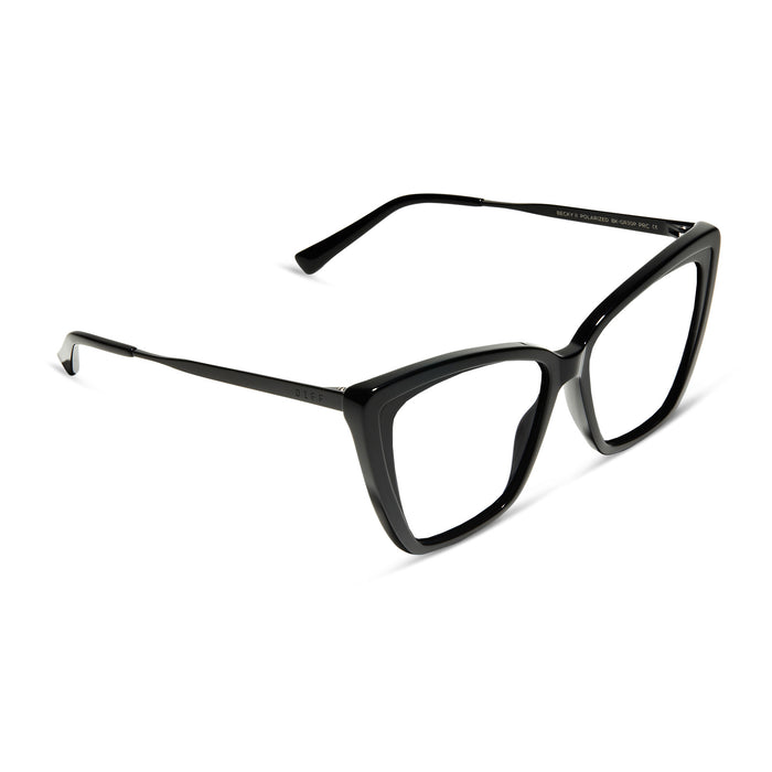 diff eyewear becky ii cat eye glasses with a black frame and prescription lenses angled view