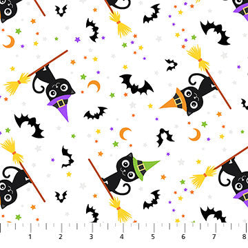 Beggars Night Buddies Witchy Kitties Fabric, Northcott