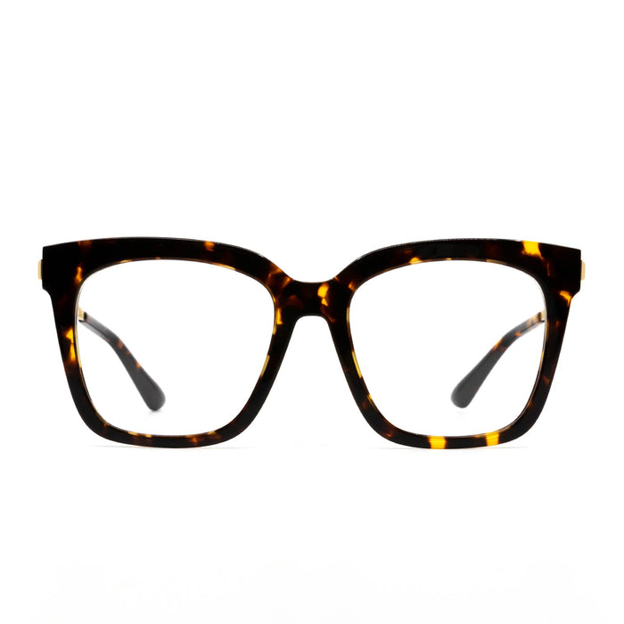 diff eyewear bella square prescription glasses with a tortoise frame front view