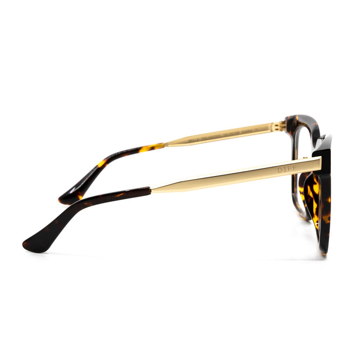diff eyewear bella square prescription glasses with a tortoise frame side view