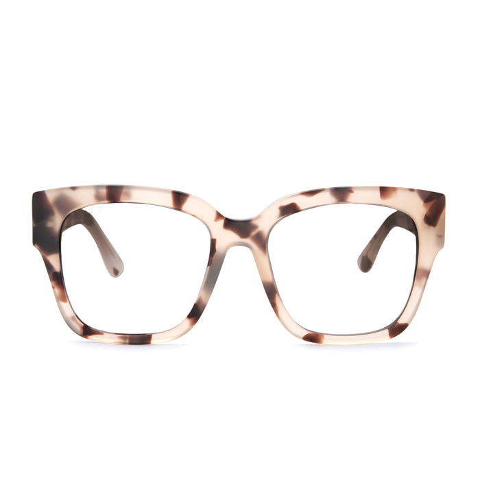 diff eyewear bella ii square glasses with a cream tortoise frame and prescription lenses front view