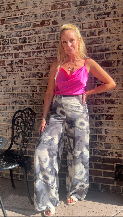 Berry Serious Cowl Neck Satin Tank