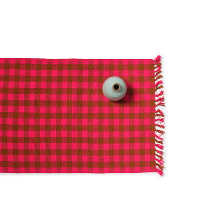 Big Gingham Table Runner in Pink