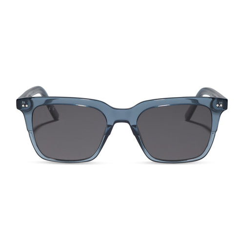 diff eyewear billie square sunglasses in night sky blue frame with grey polarized lens front view