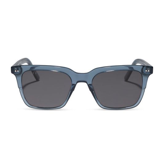 diff eyewear billie square sunglasses in night sky blue frame with grey polarized lens front view