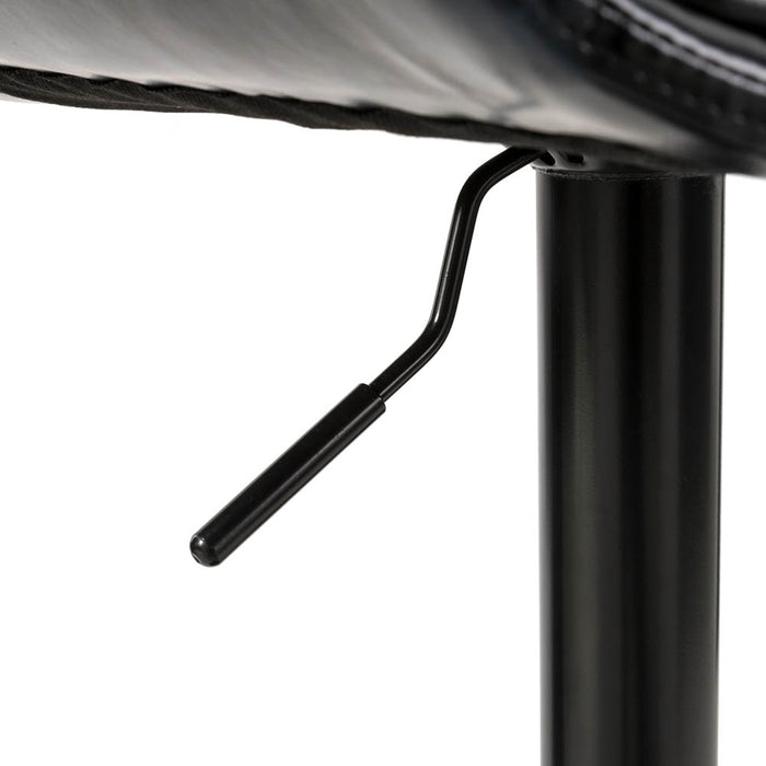 Black Leatherette Gaslift Adjustable Swivwl Bar Stools, Set of 2