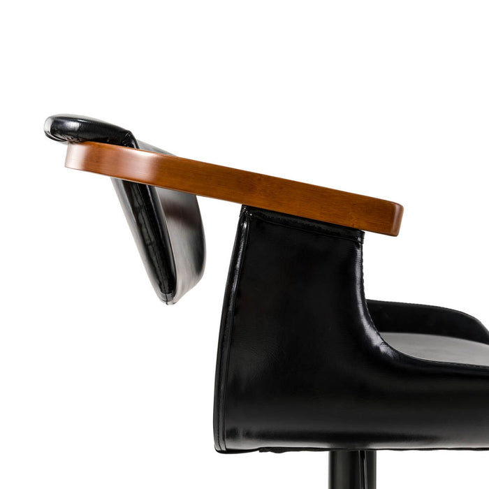 Black Leatherette Gaslift Adjustable Swivwl Bar Stools, Set of 2
