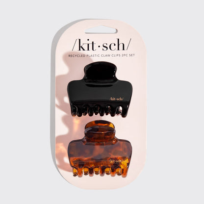 Kitsch Black & Tort Cloud Claw Clips 2pc Set with packaging on a light gray background