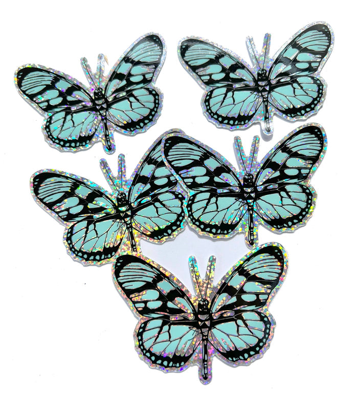 Blue Butterfly Glitter Sticker