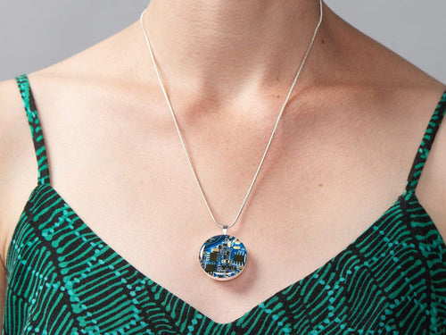 Blue Circuit Board Pendant Necklace with Silver Chain [Discontinued] by Circuit Breaker Labs - The Pi Hut